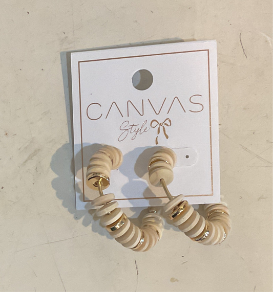 Canvas Wood Layered Hoop Earrings in Natural