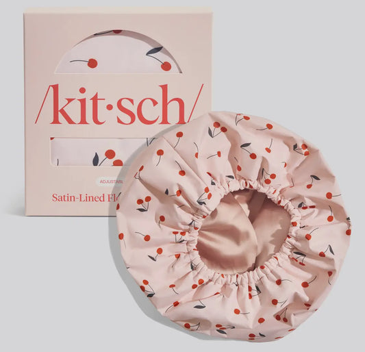 Satin-Lined Flexi Shower Cap - Cherry Print