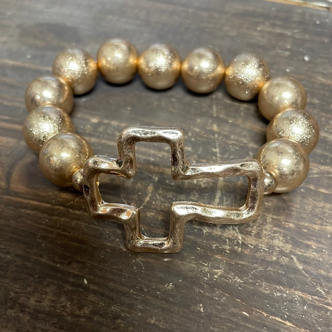 Large Beaded Cross Bracelet