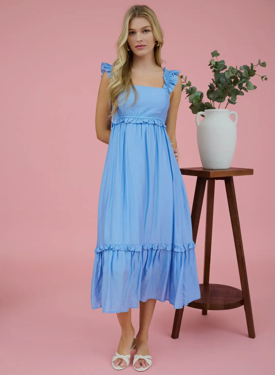Ruffle Empire Midi Dress