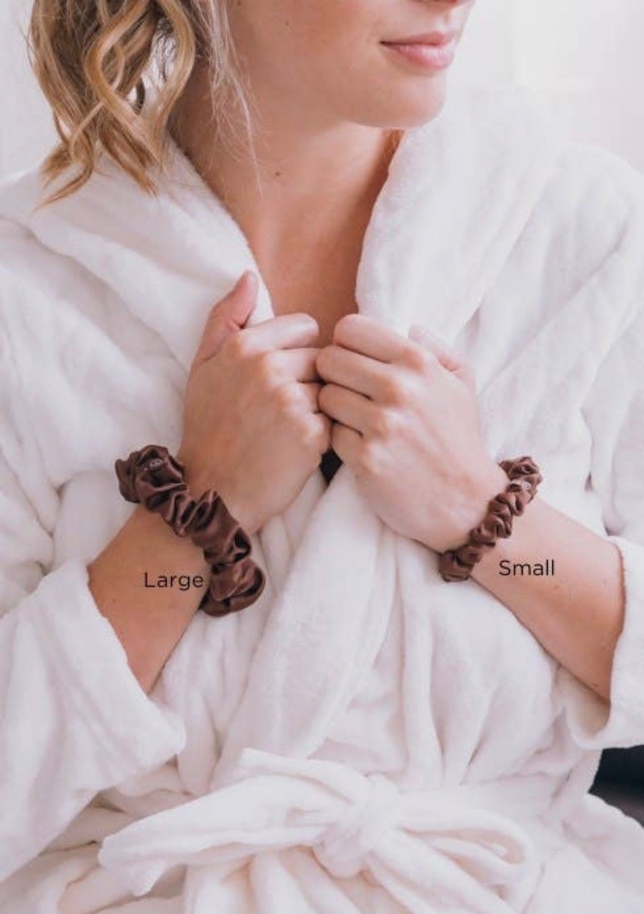 Neutral teletie silk scrunchies.