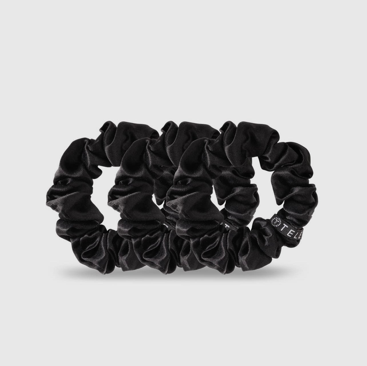 Black teletie silk scrunchies.