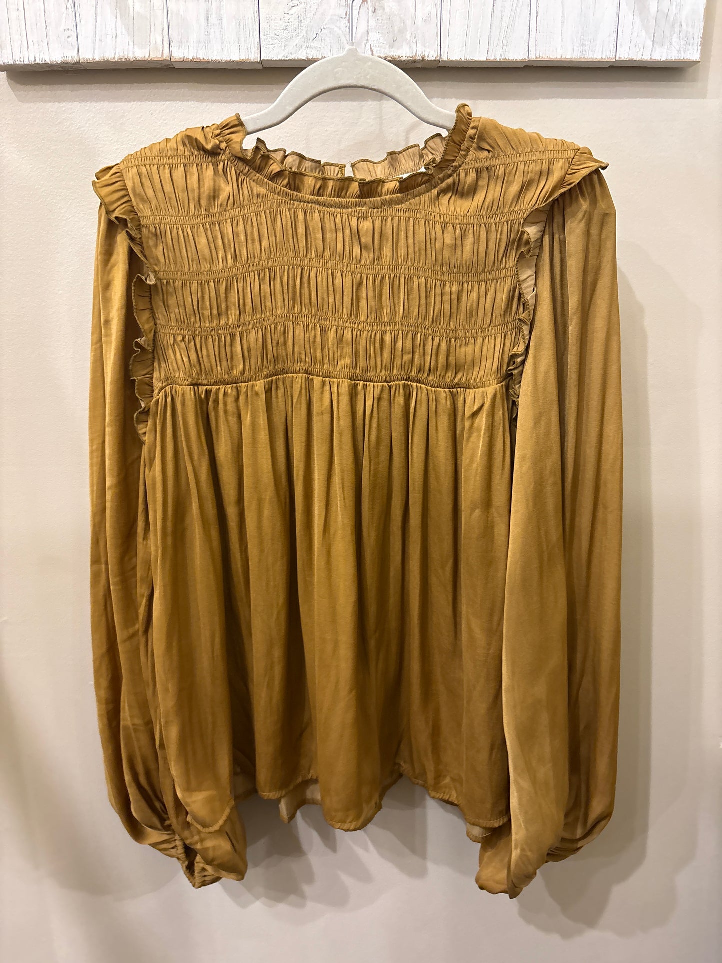 Satin Ruffle Trim Top