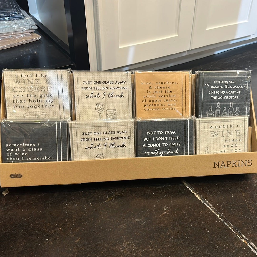 Assorted wine napkins.