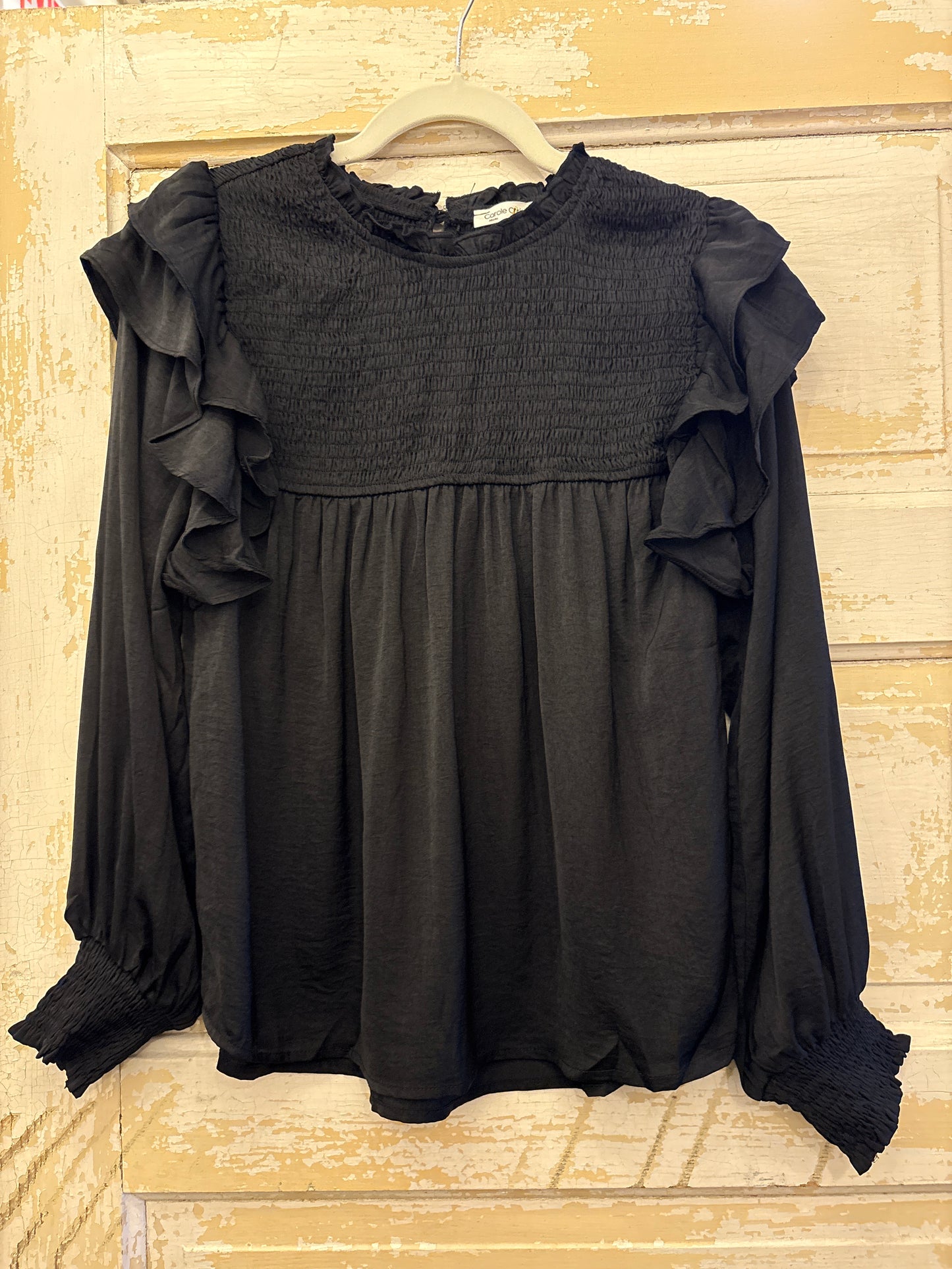 Satin Ruffle Trim Top