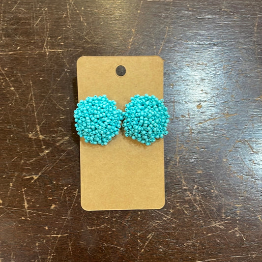 Beaded PomPom Earrings