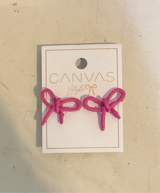 Canvas Kendall Raffia Tied Bow Earrings