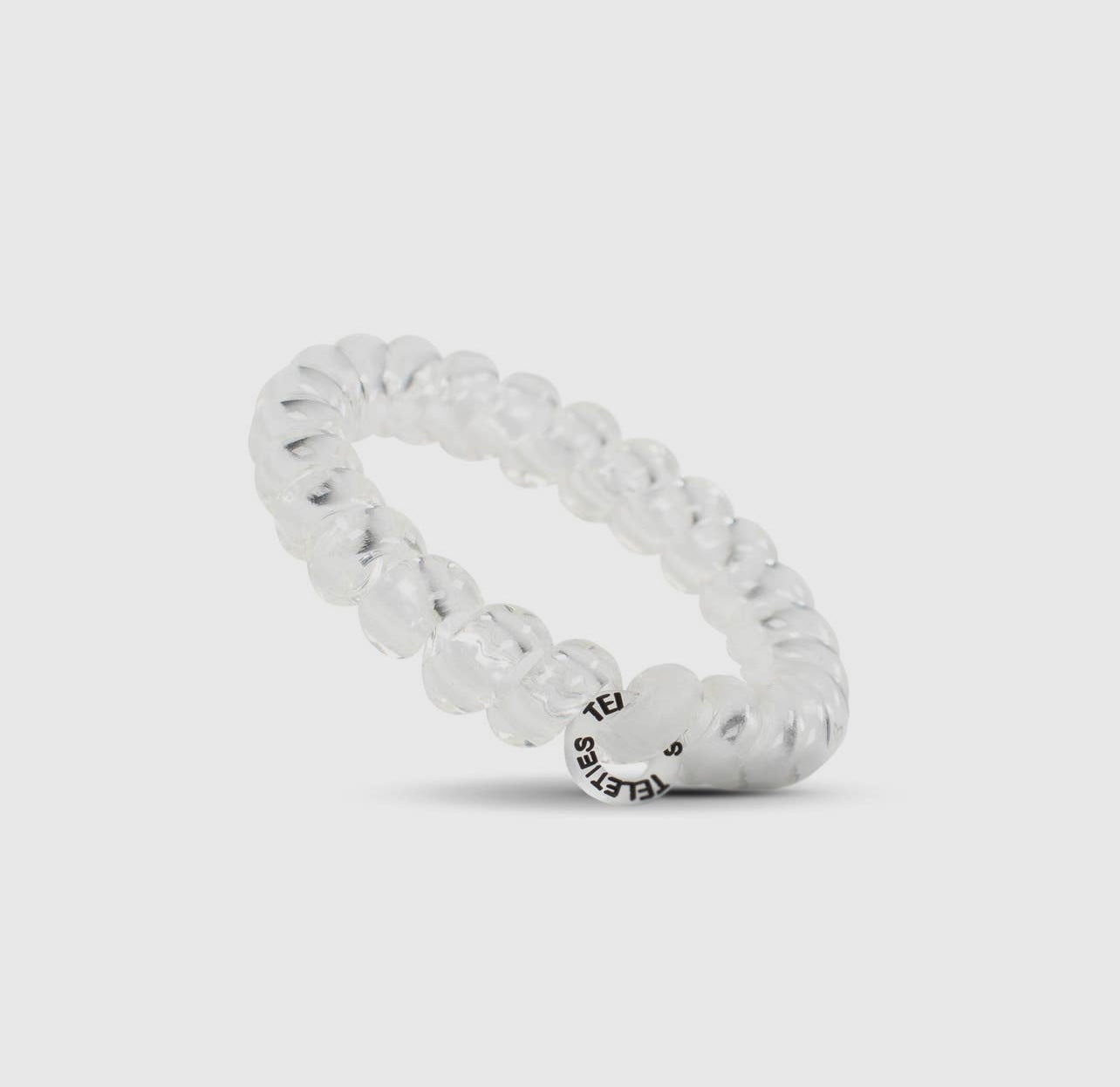 Crystal clear teletie hair ties.