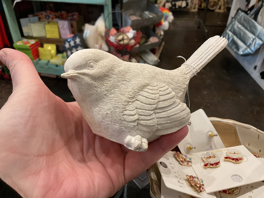 4” Distressed White Bird