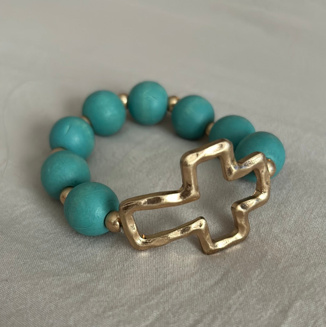 Large Beaded Cross Bracelet