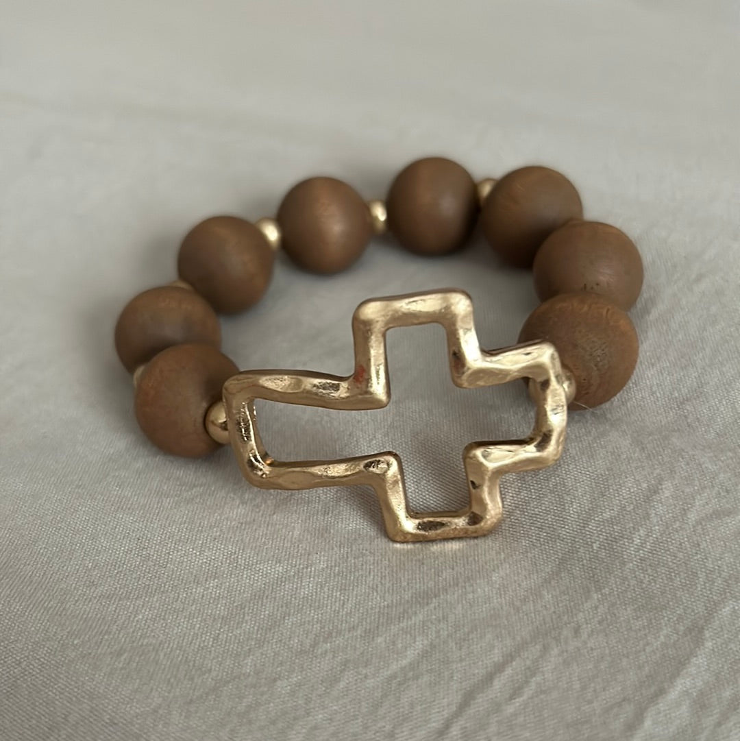 Large Beaded Cross Bracelet