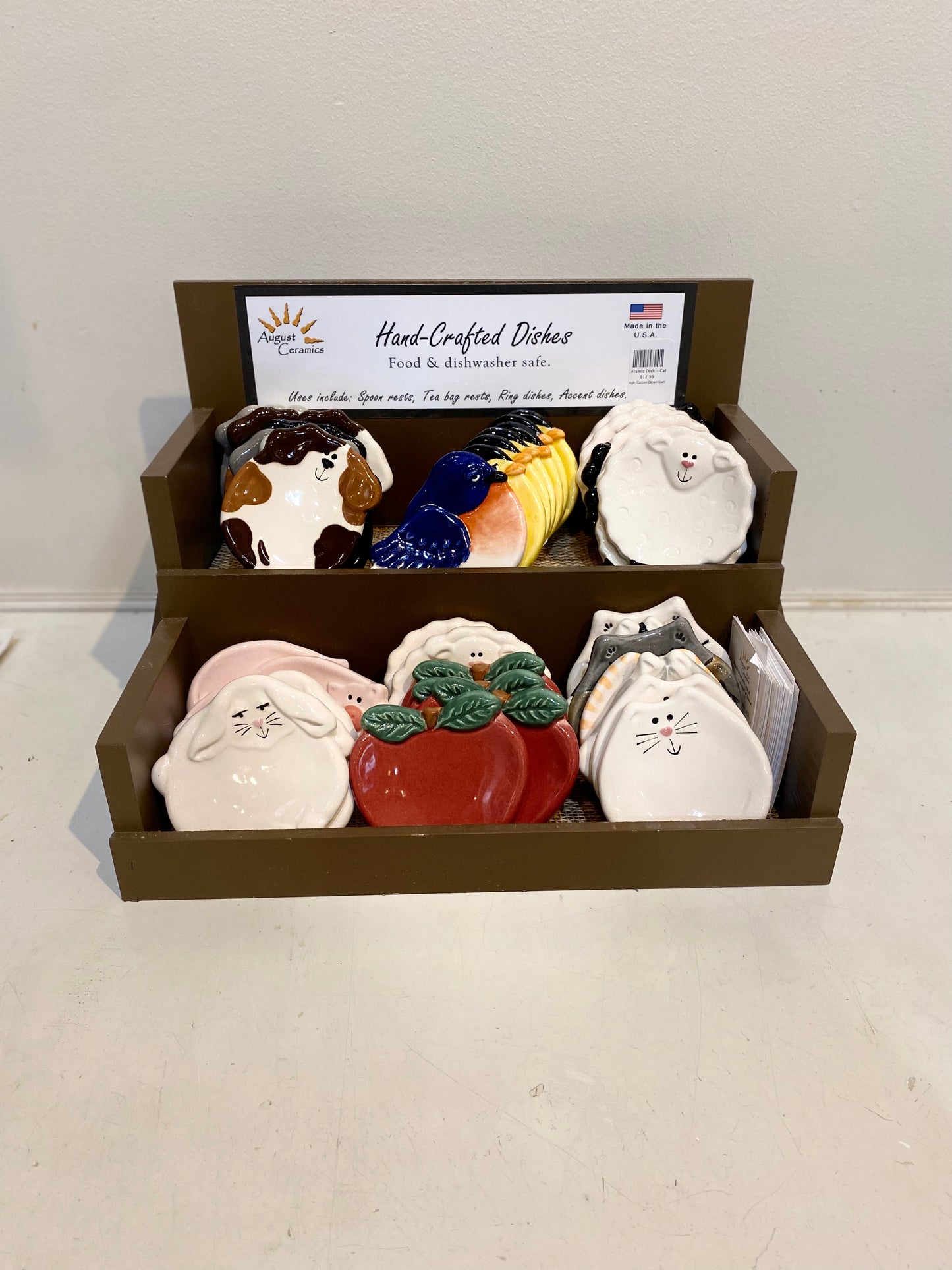 Assorted small hand made ceramic dishes.