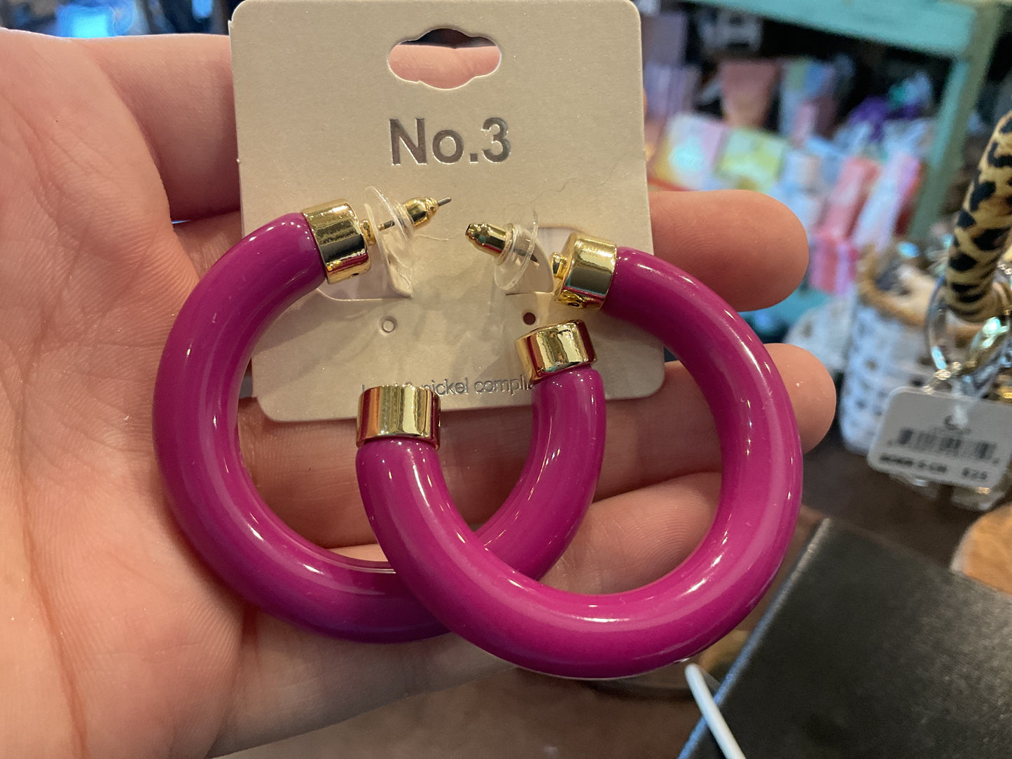 Capped Acrylic Open Hoop Earrings