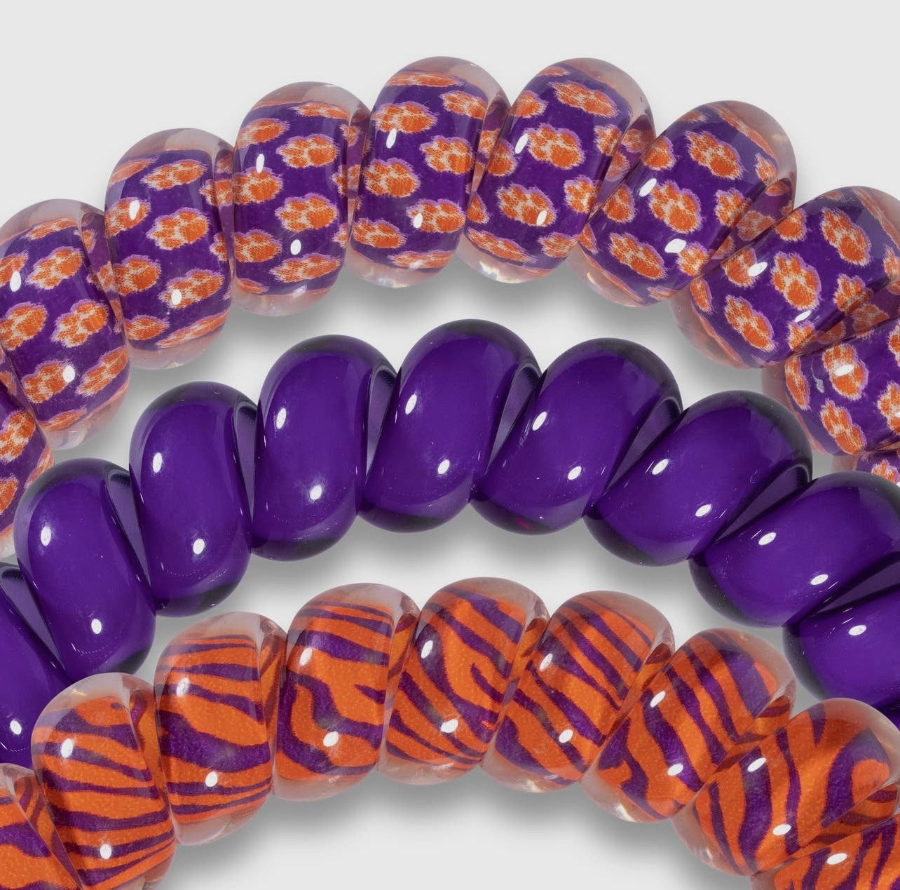 3-pack of Clemson University Collegiate Teleties with orange and purple.