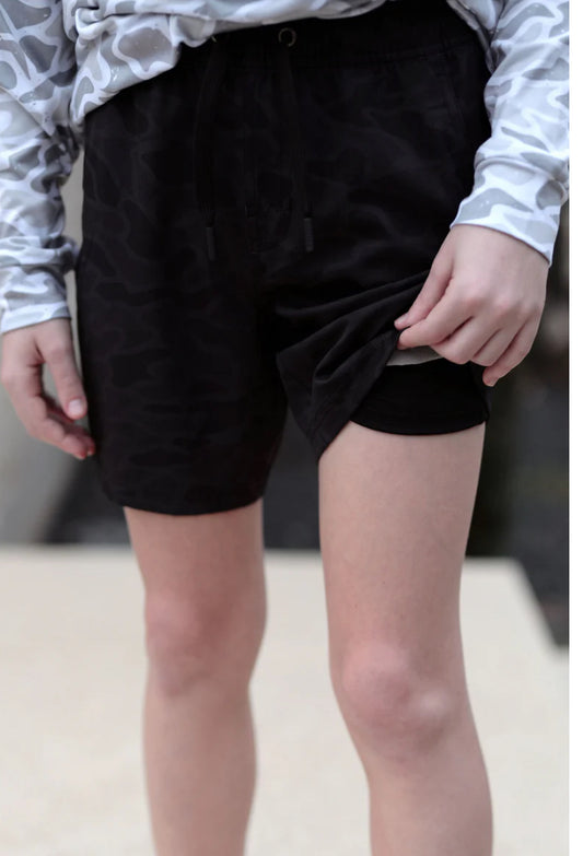 Burlebo Youth Black Camo Athletic Short