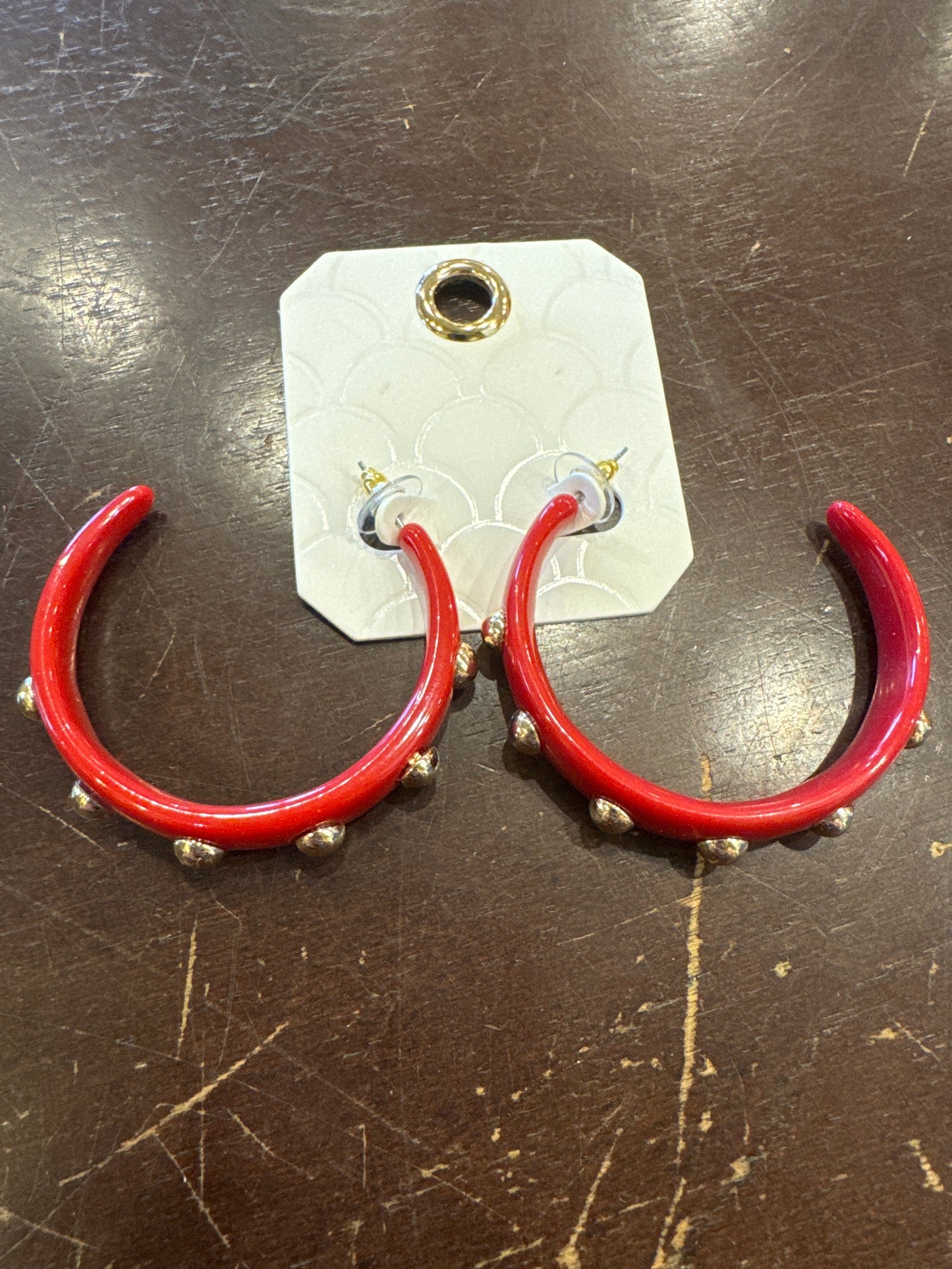 Studded Gold Ball Hoop Earrings