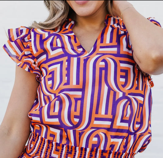 Touchdown Purple and Orange Marley Top