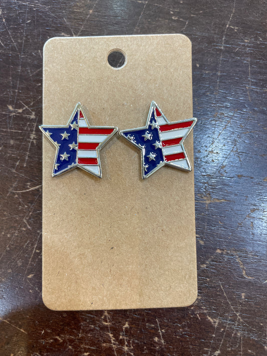 USA Flag Star Earrings