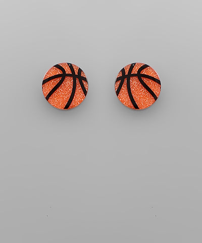 Basketball acrylic stud earrings.