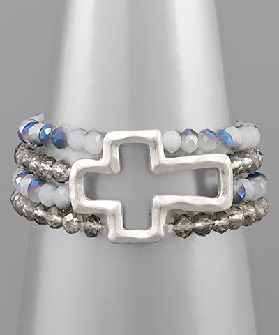 Cross Glass Bead Bracelet