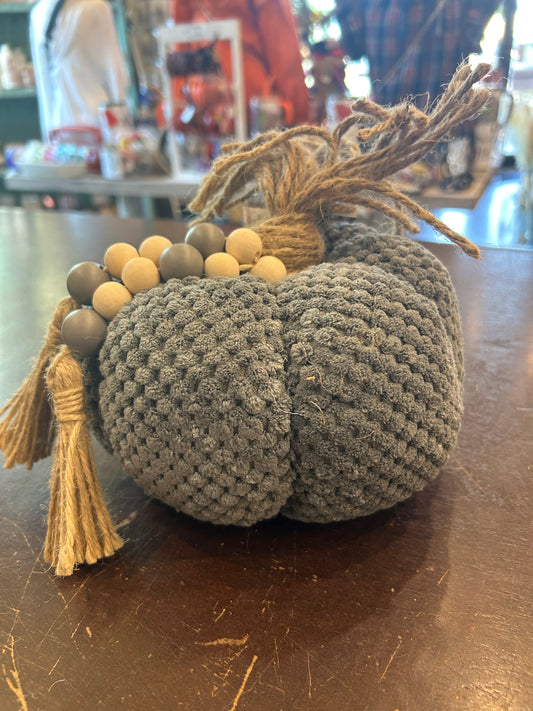 7” Gray Pumpkin with Beads