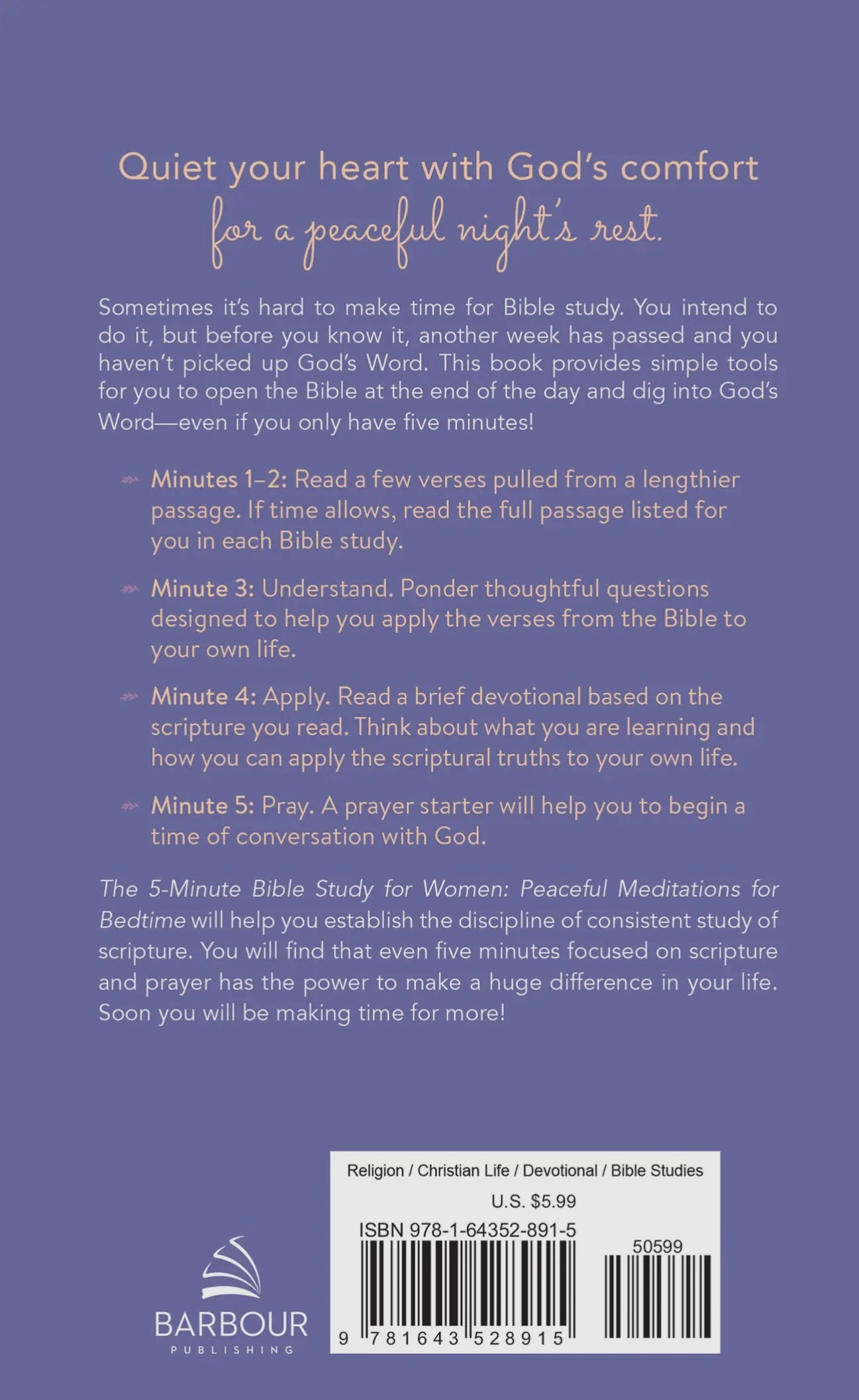 The 5-Minute Bible Study for Women: Peaceful Meditation for Bedtime