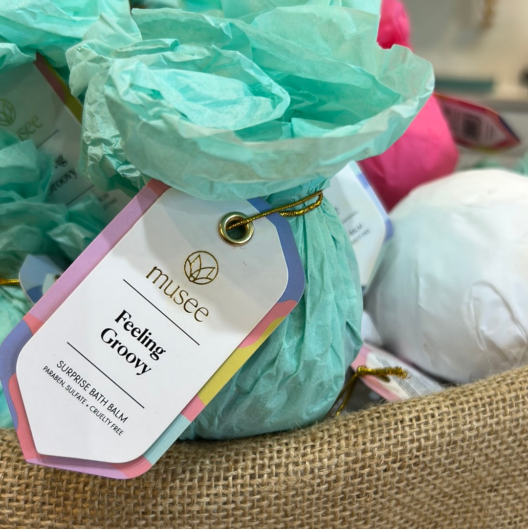 Turquoise "Feeling Groovy" Musee bath balm.