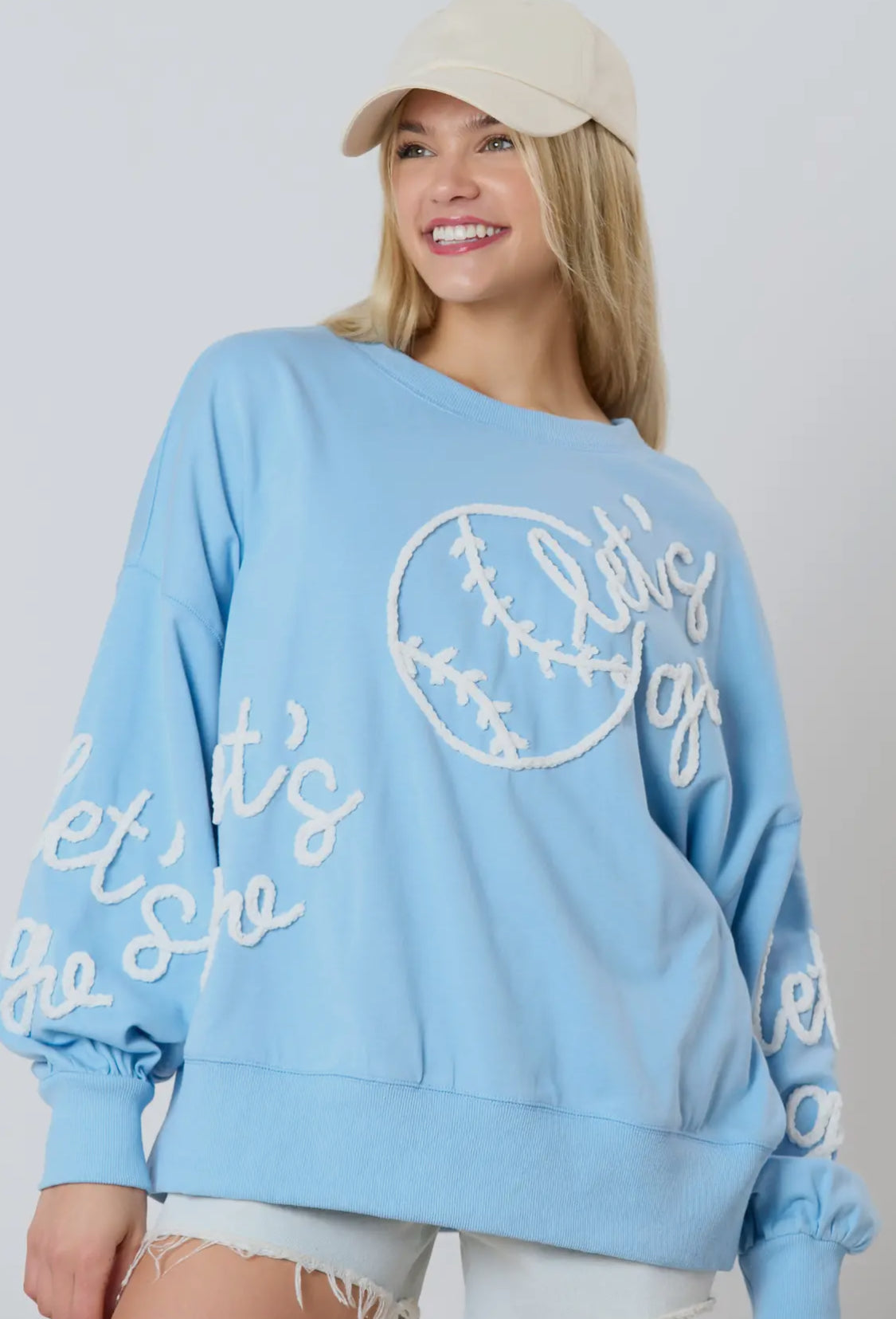 Let’s Go Baseball Thread Embroidery Sweatshirt