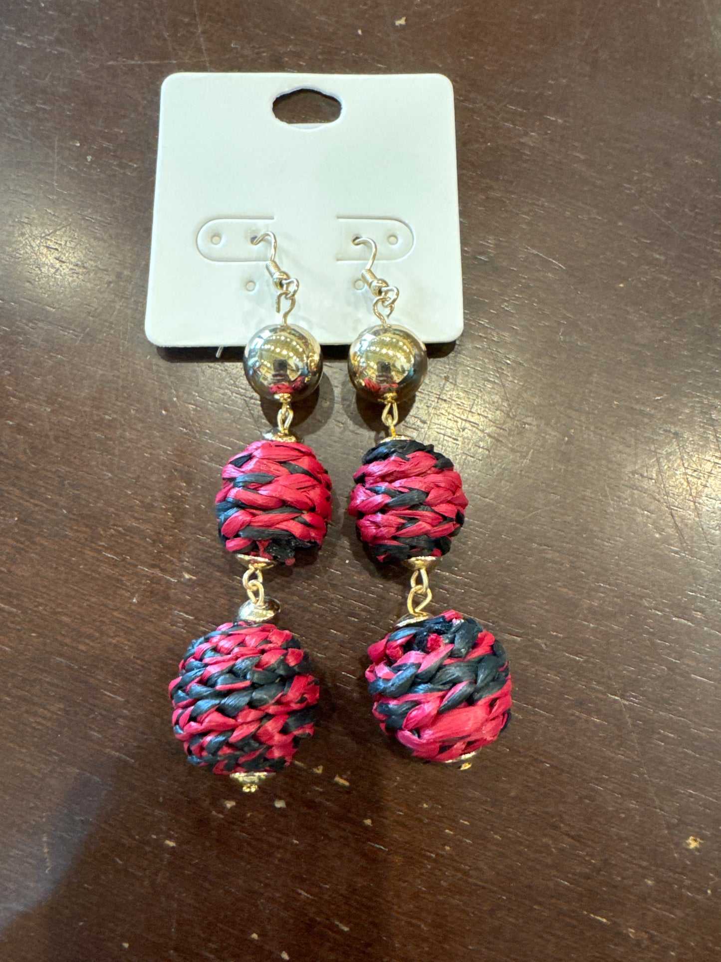 Game Day Raffia Ball 2 Drop Earrings
