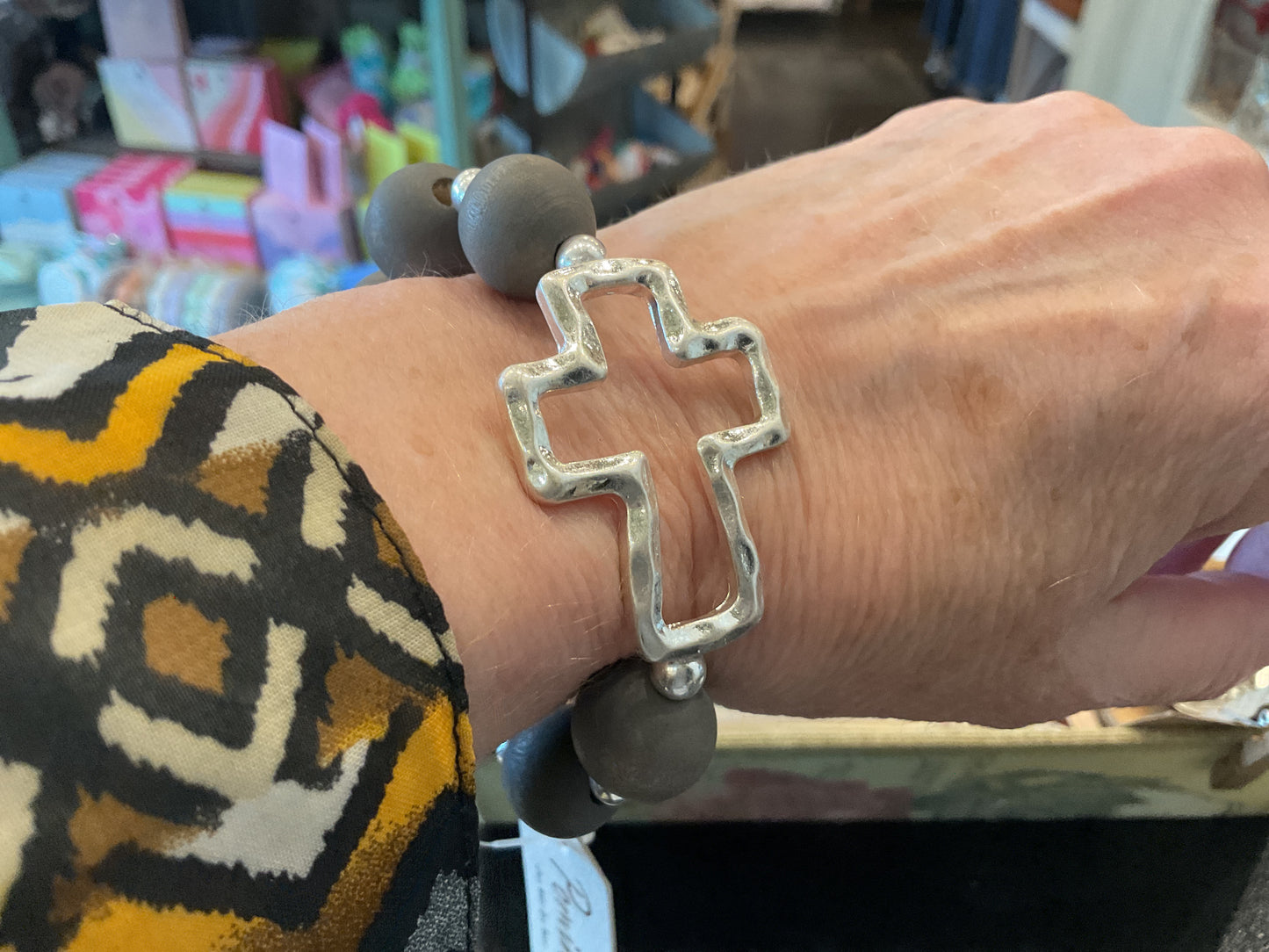 Large Beaded Cross Bracelet