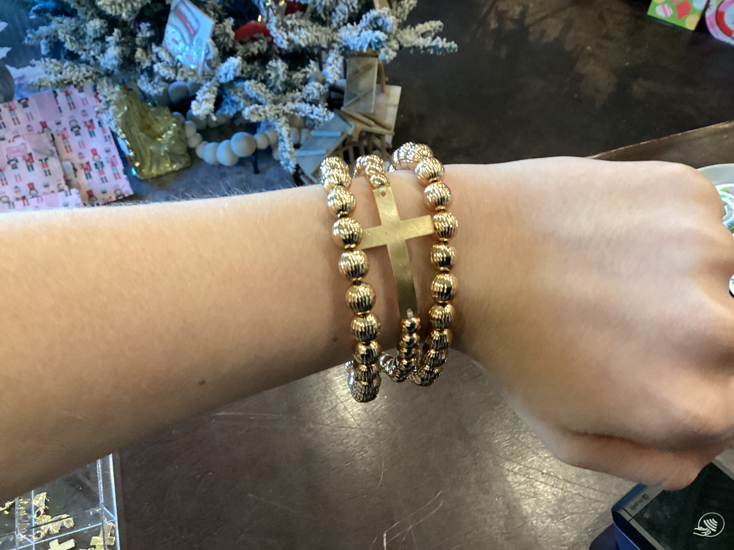 Beaded Layer Cross Bracelet