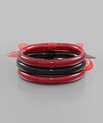 Black and burgundy tube bracelets. Set of 3.