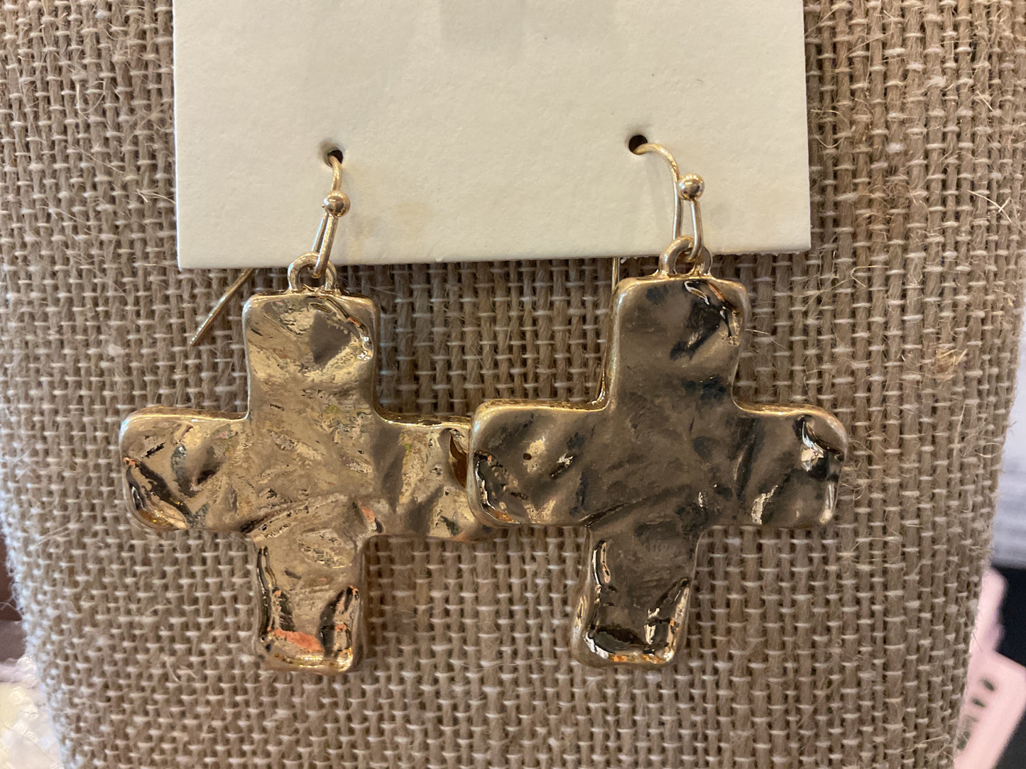 Hammered Casting Cross Earrings