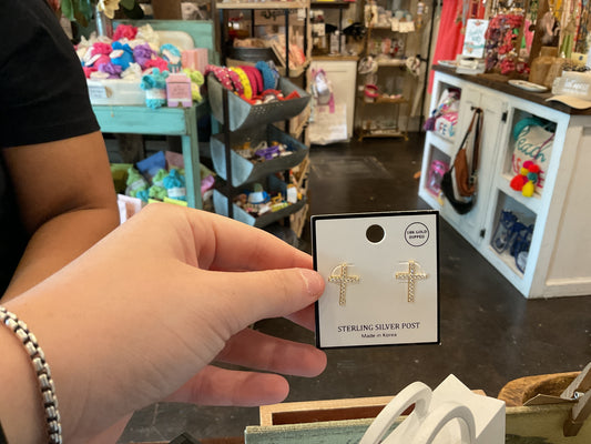 Pave Crystal Cross Earrings