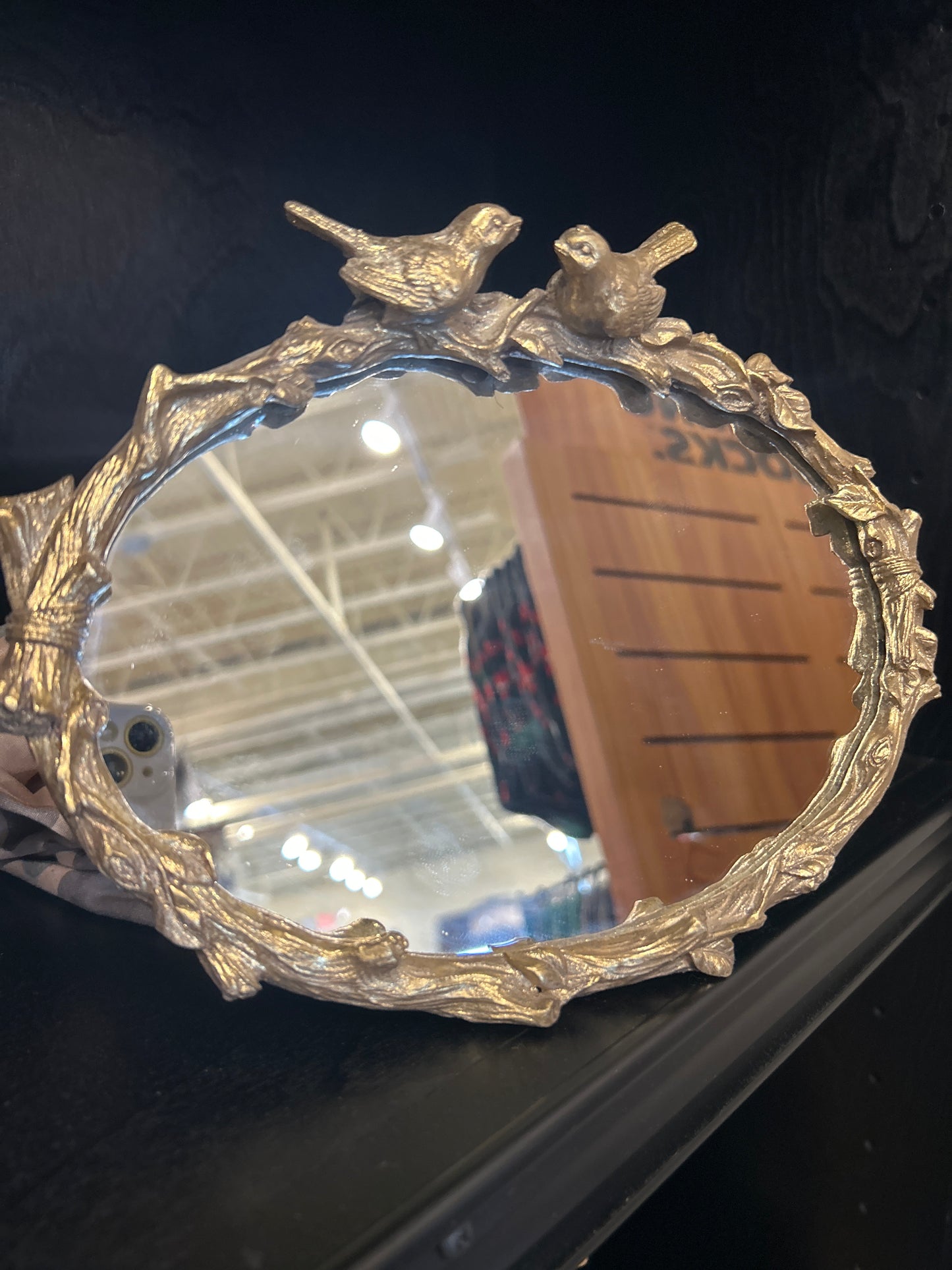 Bird on Branch Oval Mirror