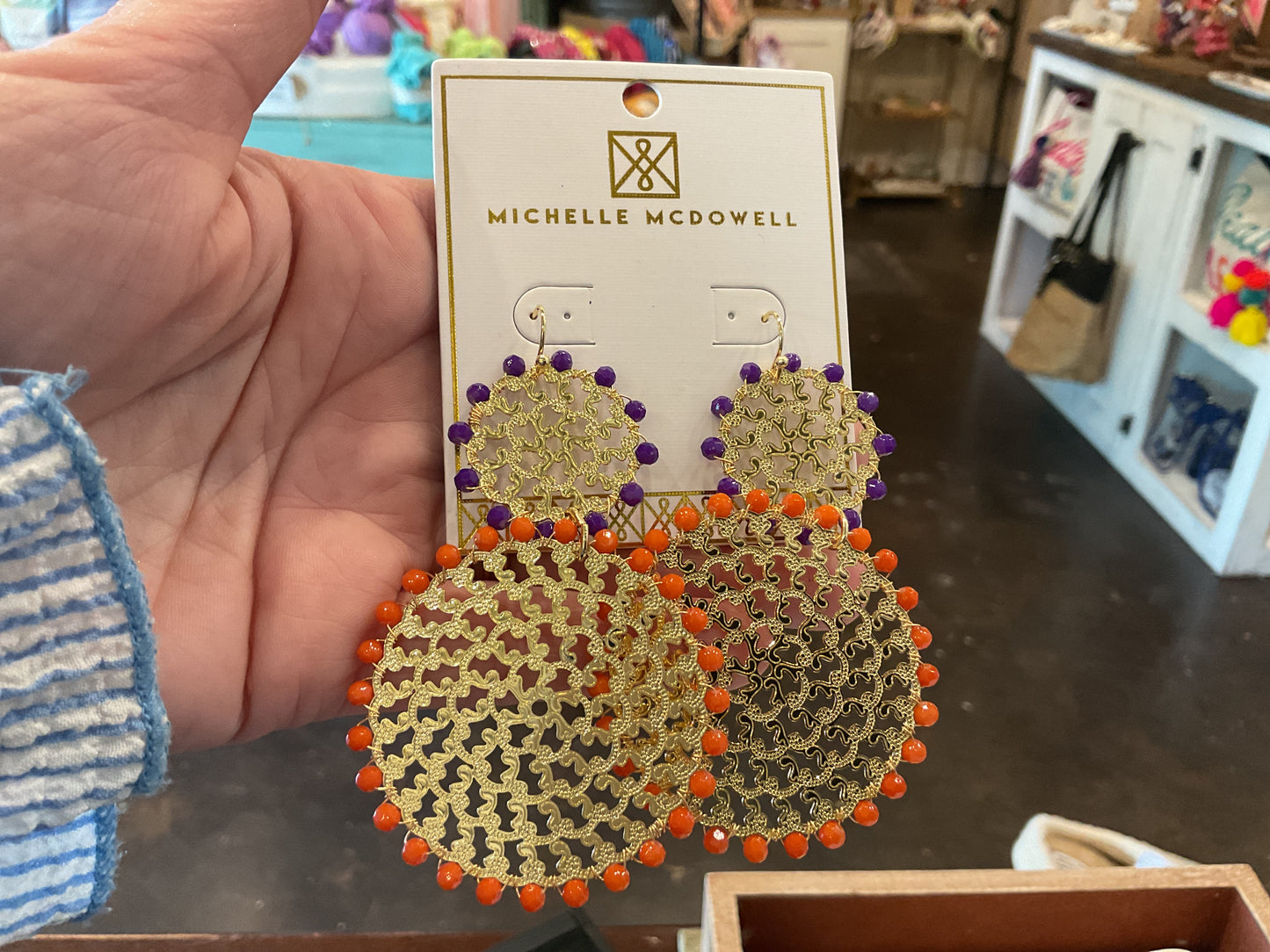 Purple and Orange GameDay Earrings