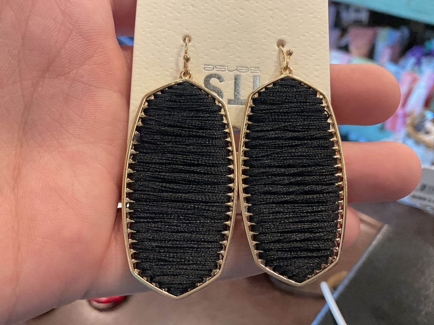 Threaded Hexagon Earrings