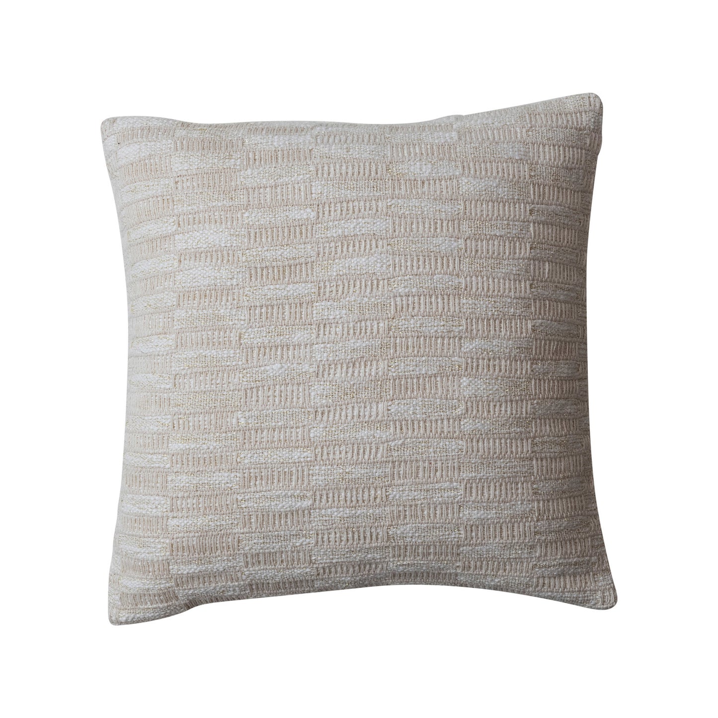20” Woven Cotton Blend Pillow W/ Gold Metallic Thread
