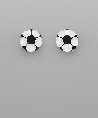 Soccer acrylic stud earrings.
