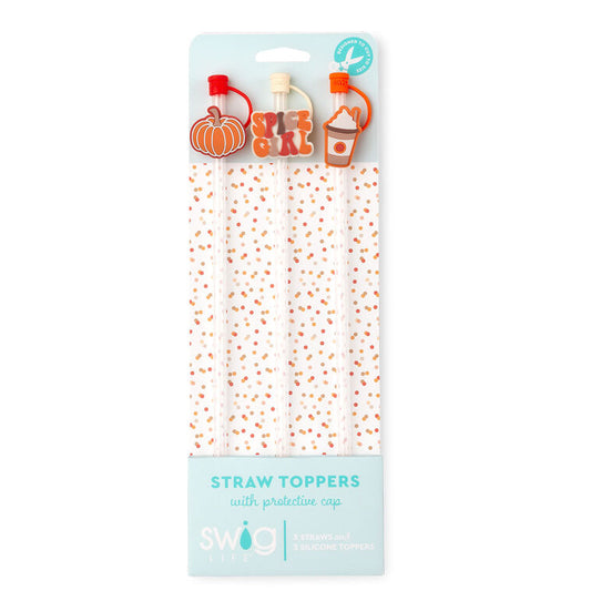 Pumpkin Spice Girl Straw Topper Set - Swig