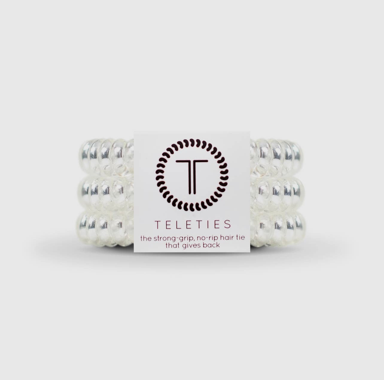 Crystal clear teletie hair ties.