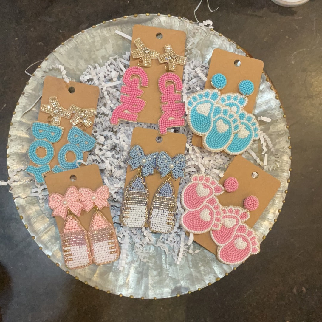 Assorted beaded baby earrings.