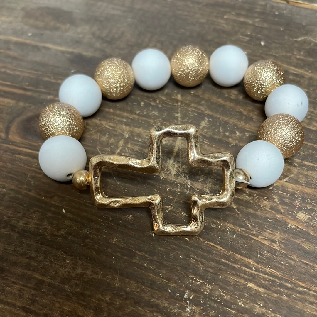 Large Beaded Cross Bracelet