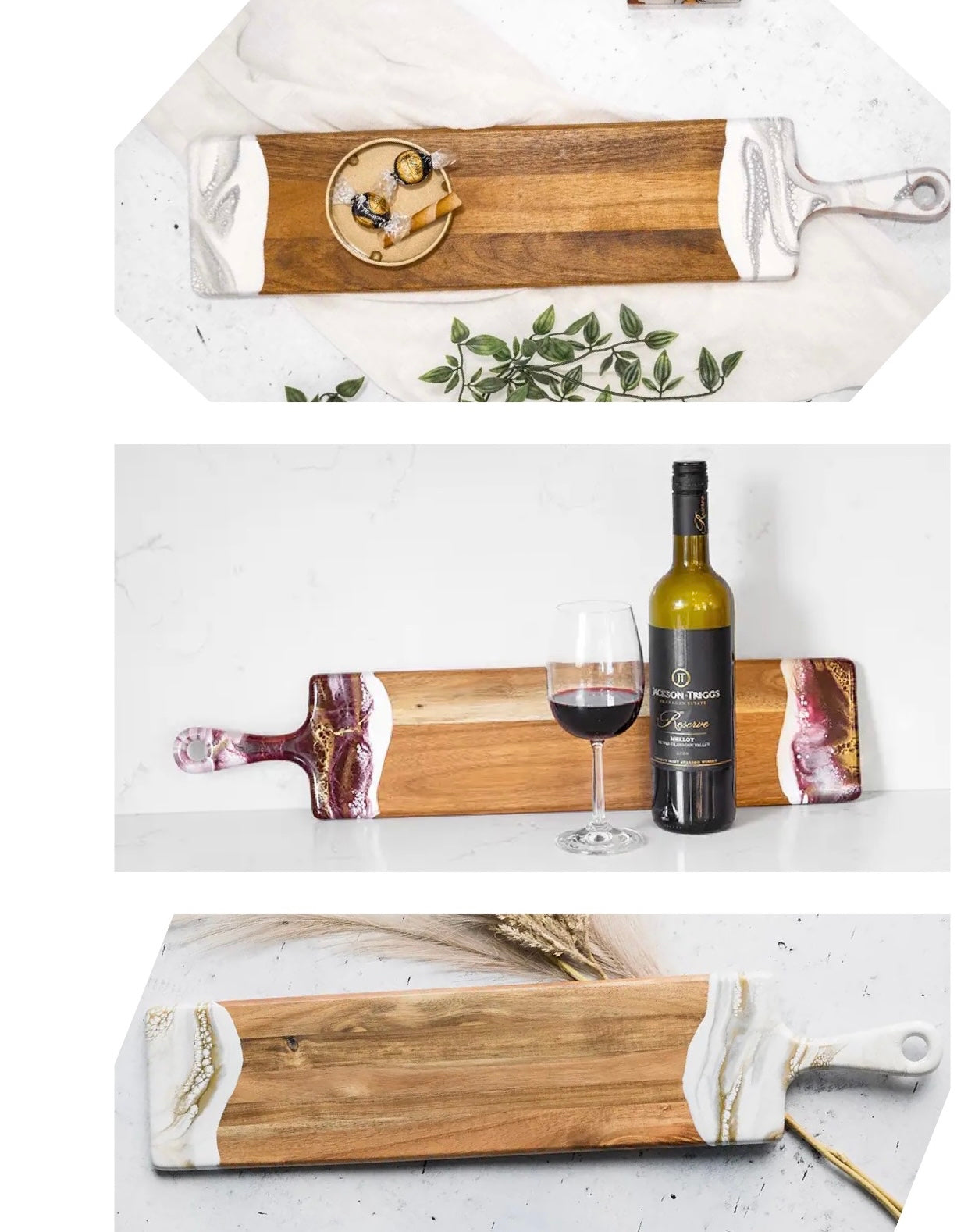 Assorted long marble dipped boards.