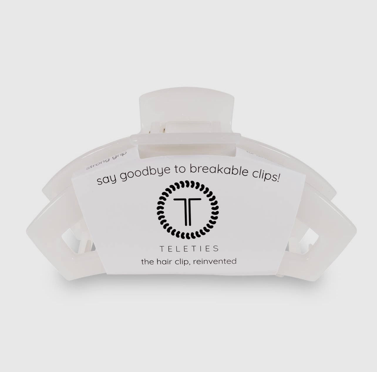 Coconut white teletie open claw clip.