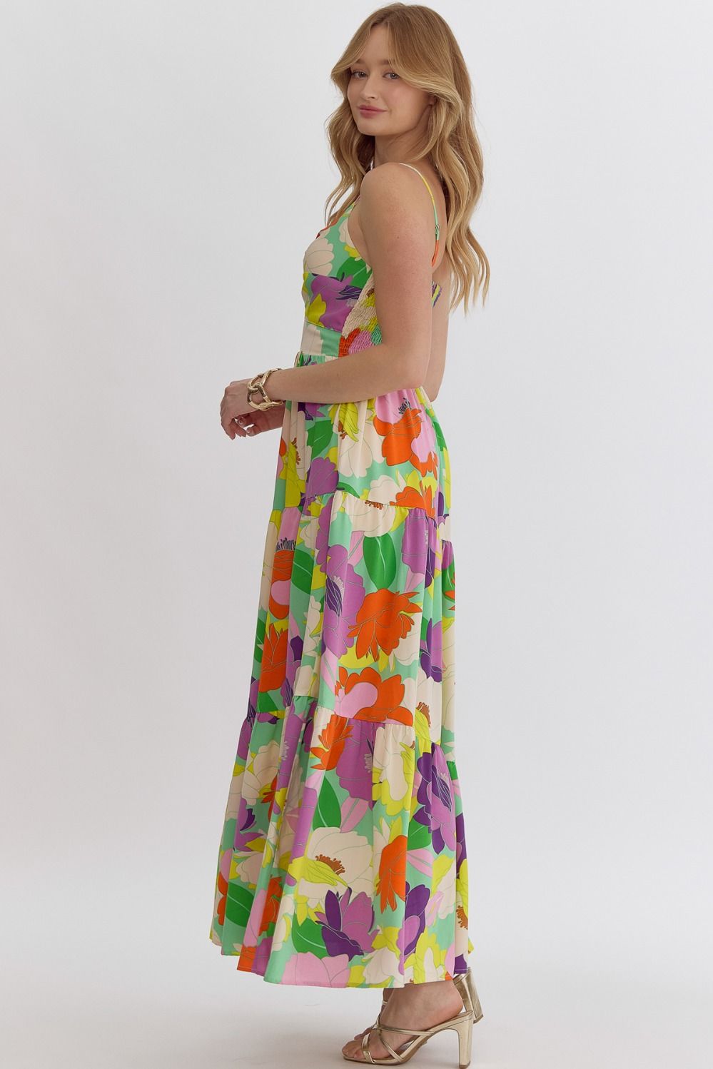Floral Twisted Top Tiered Maxi Dresd