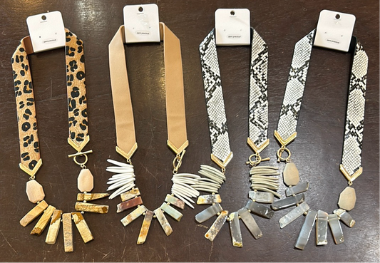 Leather Stone Necklace