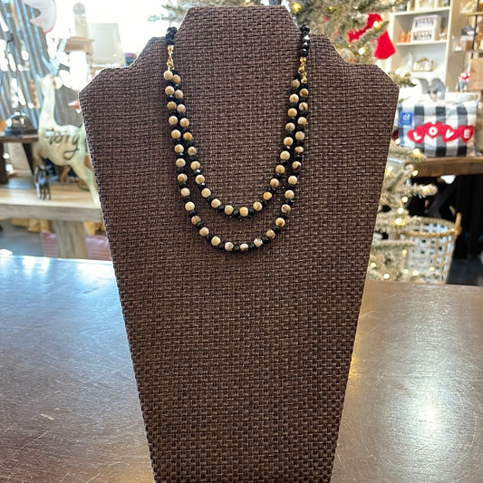 Double Layered Crystal Beaded Necklace