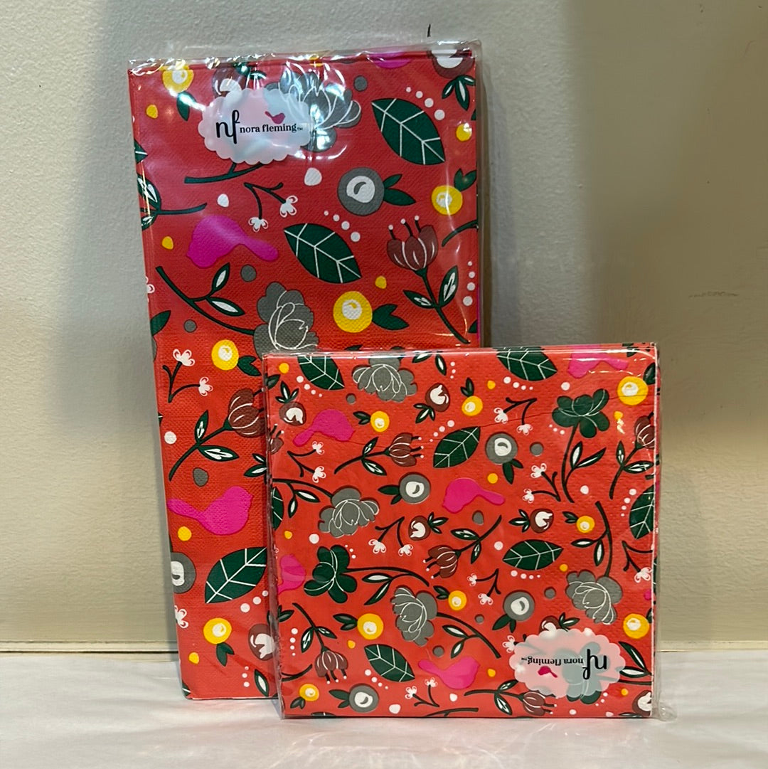 "Cardinal" Nora Fleming floral napkins.