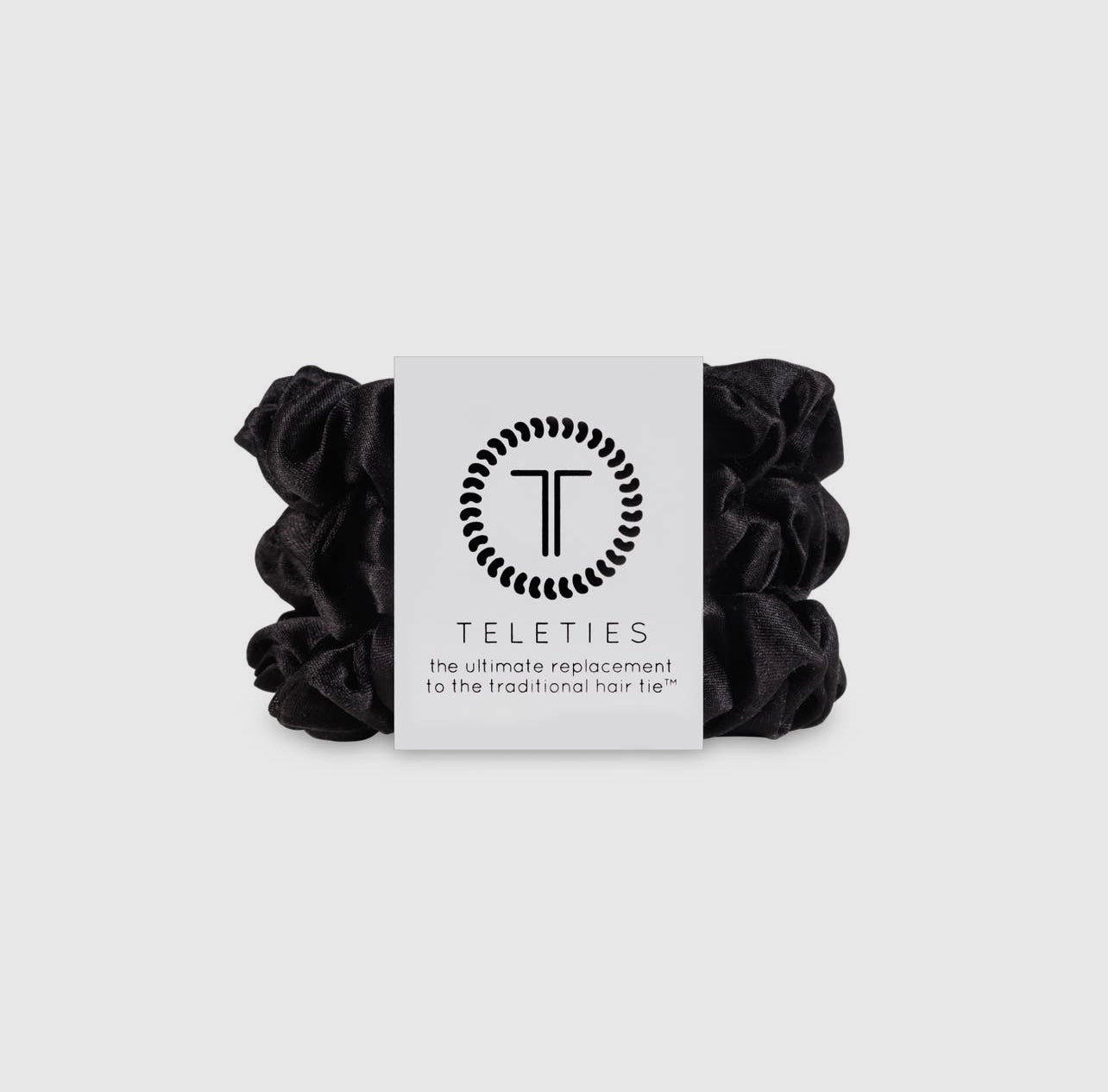 Black teletie silk scrunchies.